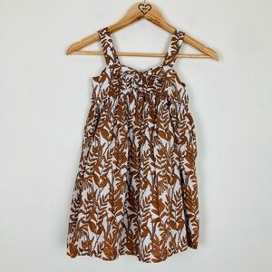 Janie and Jack vine print bow front brown and white dress. Size 6